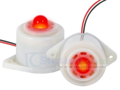 2PCS Buzzer Alarm with Strobe Red LED Light, DC 24V Strobe Siren Piezo Buzzer, 100dB Electronic Beep Buzzer for Car Alarm Home Security
